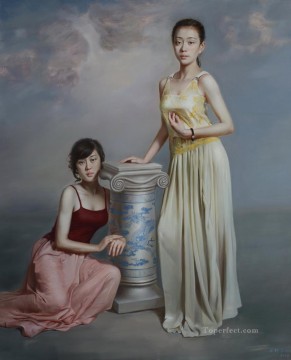 azul y blanco 3 niña china Pinturas al óleo